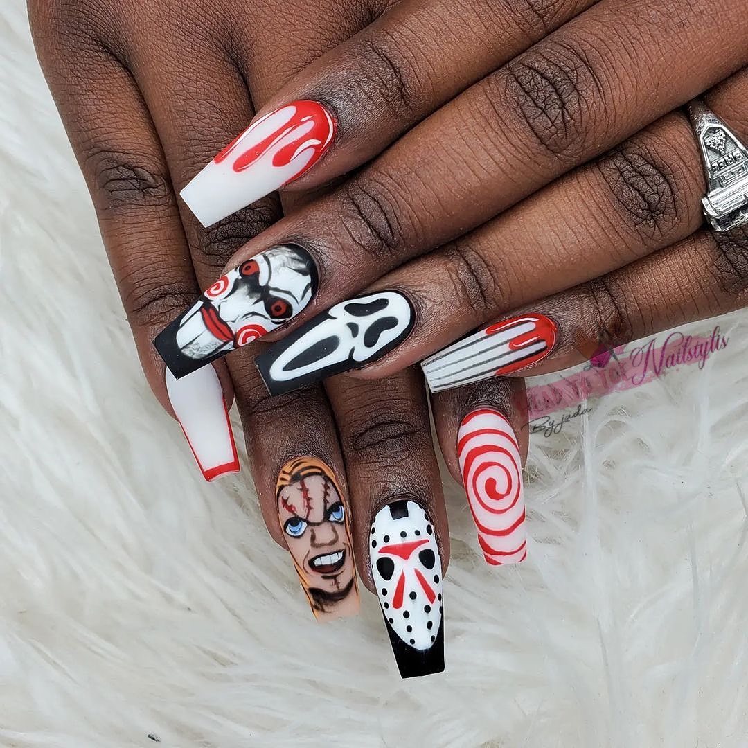 Horror Film Acrylic Nails