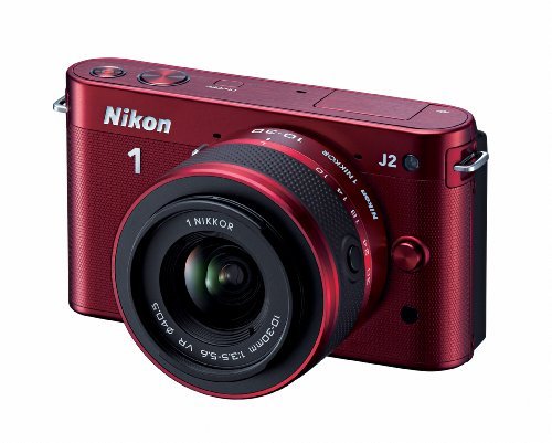 Nikon 1 J2 10.1 MP HD Digital Camera with 10-30mm and 30-110mm VR Lenses (Red)