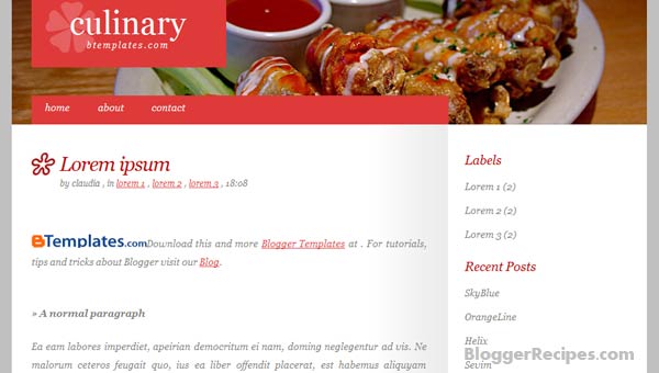 Culinary Blogger Templates