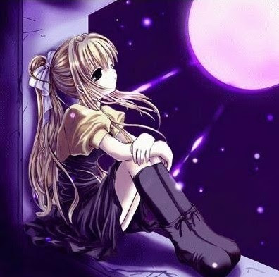 صور بنات انمي حزينة تحت ضوء القمر 2013 - بنات حزينة