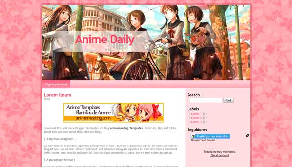'Anime Plantilla Blogger' Anime Daily Template