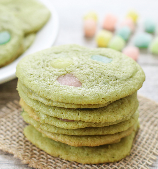 photo of a stack of Matcha Green Tea Mochi Cookies