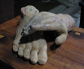 hand and foot sculptures at Casa San Pablo