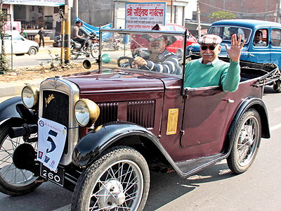 Amit and Amod Gujral at the vintage car rally organized by the Oudh Heritage Car club in Lucknow. 