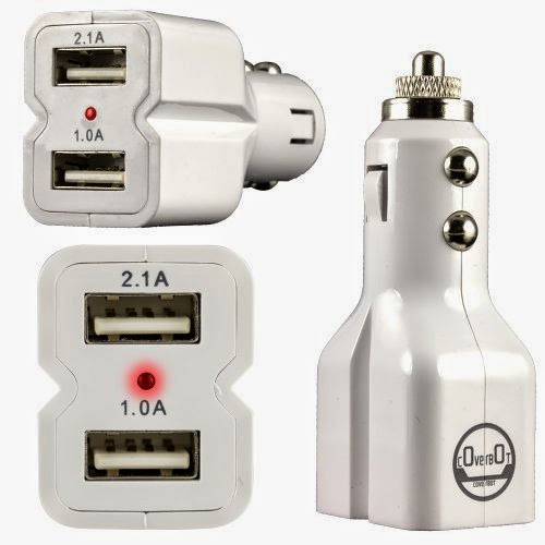  CoverBot DUAL USB 3.1A 15w High Output Car Charger WHITE with Heavy Duty Socket Connector - Car Charges iPad, iPhone, iPod, HTC, Samsung, Blackberry, Motorola, TouchScreen Tablets, MP3 Players, Digital Cameras, GPS, Mobile Phones and More