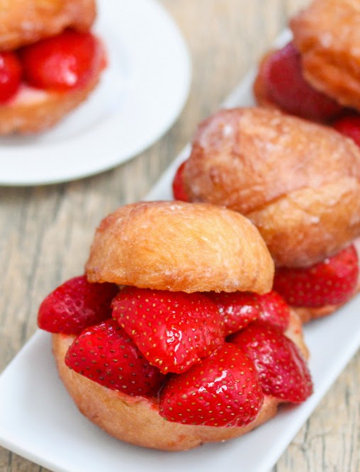 close-up of a Strawberry Donut