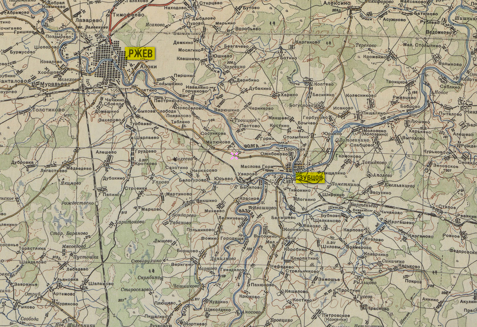 Карта зубцовского района тверской области 1942 года
