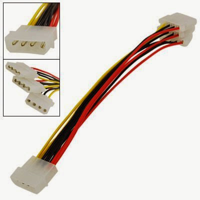  Gino 4 Pin IDE 1 Male to 3 Female Splitter Power Cable Connector
