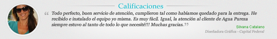 Todo perfecto, buen servicio de atención, cumplieron tal como habíamos quedado para la entrega. He recibido e instalado el equipo yo misma. Es muy fàcil. Igual, la atención al cliente de Agua Pureza siempre estuvo al tanto de todo lo que necesité!!! Muchas gracias.