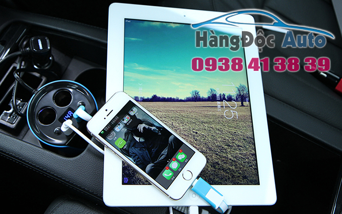 Bộ chia ổ mồi thuốc lá ra 2 ổ mồi thuốc lá và 2 cổng usb dạng ly cao cấp chia nguon xe hoi, o chia moi thuoc, o moi thuoc la, o cam sac tren xe hoi, bo chia nguon tren xe hoi