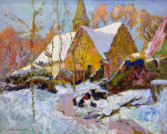 Victor Charreton - Chapelle sous la neige