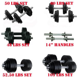  50 lbs, 52.5 lbs, 60 lbs, 105 lbs Adjustable Cast Iron Dumbbells with Solid Dumbbells Handles - Special Promotion - LOWEST PRICE ON THE MARKET!