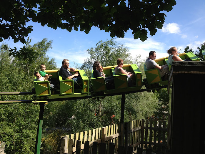 Ben Roters on green dragon roller coaster