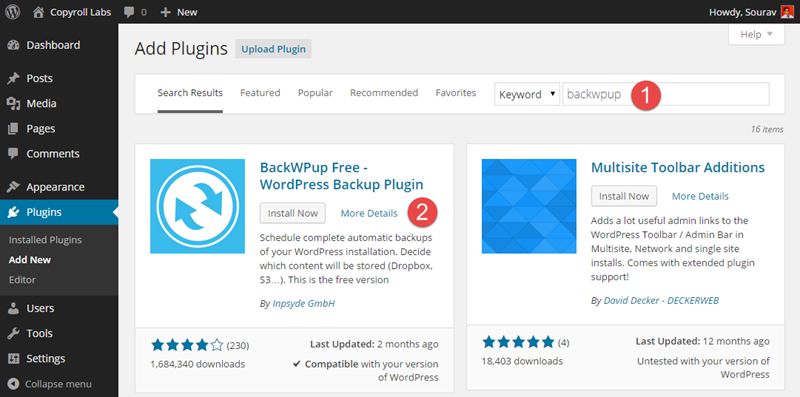instale o plugin backwpup no wordpress