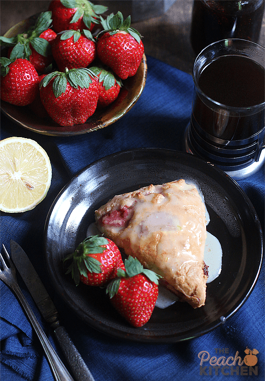 Strawberry Scones with Lemon Glaze