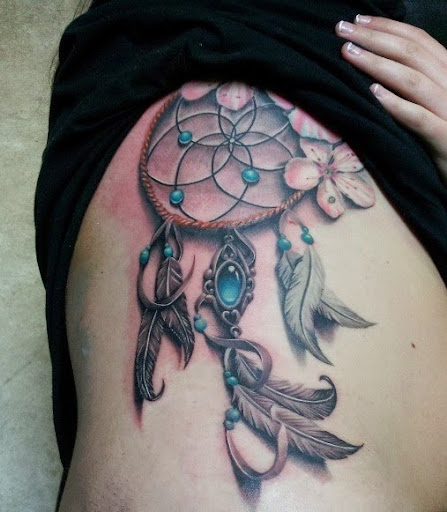 Dreamcatcher Tattoos on side ribs