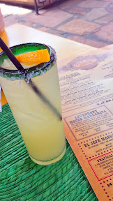 Eating lunch at Casa De Reyes, part of Fiesta De Reyes in Old Town San Diego: a Legendary House Margarita with this traditional margarita features premium tequila, orange liqueur and house made sweet and sour. Have one on the rocks or blended with a salted rim, and you can ask your server for mango, strawberry, peach or raspberry to put your personal spin on this classic!