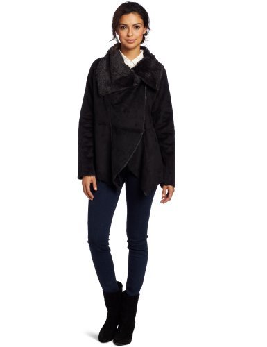 Calvin Klein Jeans Women's Faux Shearling Jacket, Black, Large