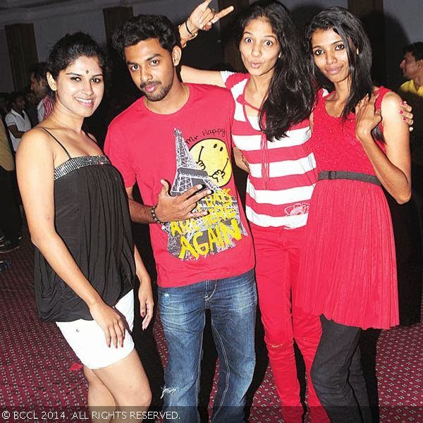 Soorya, Akhil, Jinza and Swapna during the Valentine's Day special party, held in Kochi.