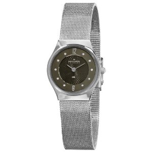 Skagen Women's 233XSSSB1 Steel Grey diamond Dial Watch