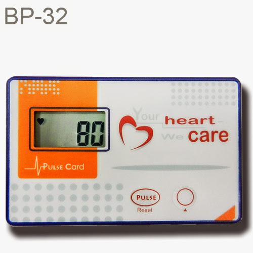 Credit Card Size Pulse Meter- Pulse rate with finger sensor- Accuracy & Reliability Ensure- Lightweight pocket size Pulse Card.- Very Convenient for use- Best for Promotion & Gift. Please feel free to contact us and visit our website of www.pedometer365.com 