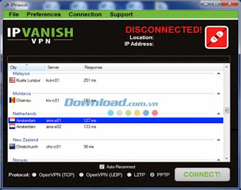 IPVanish 1.3.1.17 Bảo vệ người dùng khi truy cập Internet