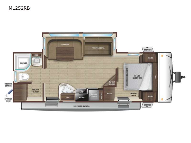Floorplan for the Highland Ridge Mesa Ridge S-Lite travel trailer