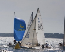 J/24 Northamericans- one-design sailboat sailing around mark