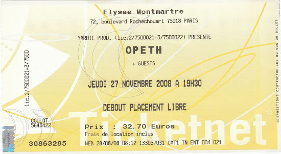 Opeth / Cynic / The Ocean @ Elysée Montmartre, Paris 27/11/2008