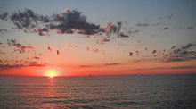 sunset on lake huron, michigan