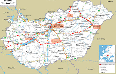 Zemljevid poti po Madžarski -  Kliknite za povečavo. 