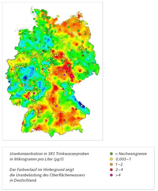 Landkartenblog: Deutschlandkarte zeigt Radioaktivität im Trinkwasser