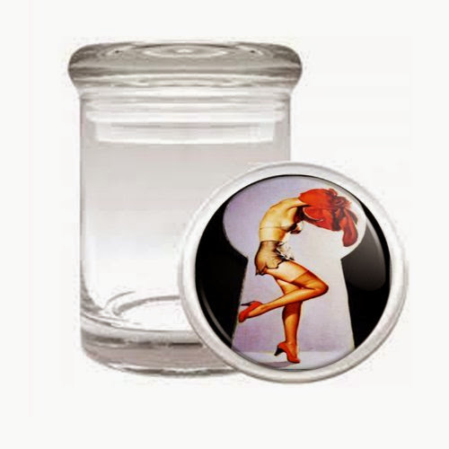  Pin Up Girl Through Keyhole Odorless Air Tight Medical Glass Jar D-003
