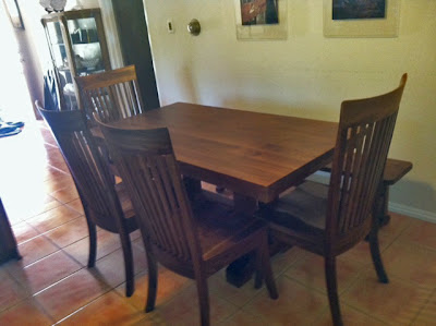 Lancaster Chairs, Trestle Table and Trestle Bench in Natural Walnut