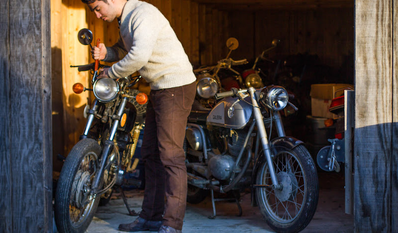 Brown Moleskin Pants: Motorcycle Repair