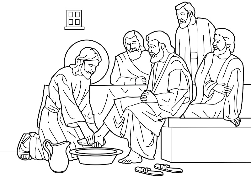 Coloring Pages Jesus Washes His Disciples Feet Coloring Pages