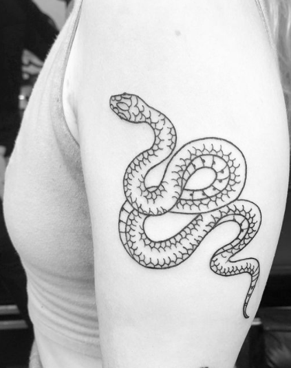 Mini Snake Tattoo Design On Shoulder