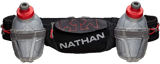 Nathan Hydration Insulated Running Belt Trail Mix Plus - Adjustable Running Belt – TrailMix Includes 2 Insulated Bottles/Flask – with Storage Pockets. Fits Most iPhones