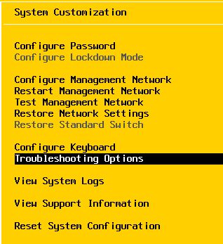 Activar SSH en servidor VMware ESXi mediante consola de gestin
