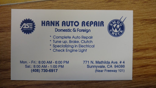 Auto Repair Shop «Hank Auto Repair», reviews and photos, 771 N Mathilda Ave # 4, Sunnyvale, CA 94085, USA