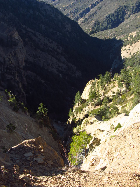 one of the ravines where the trail meets the ridge
