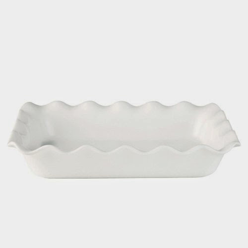  Emile Henry 10 by 14-Inch Ruffled Rectangular Baker, Blanc