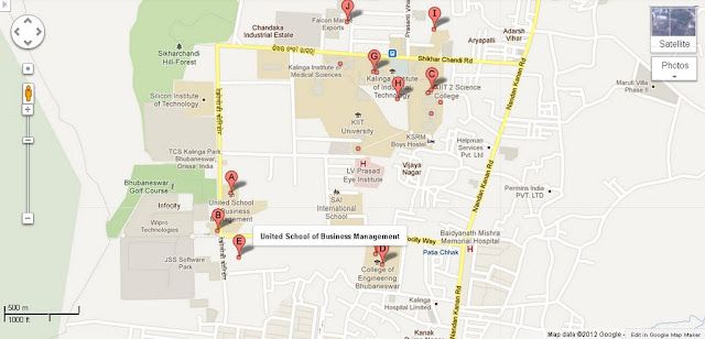United School of Business Management Bhubaneswar Area Map 