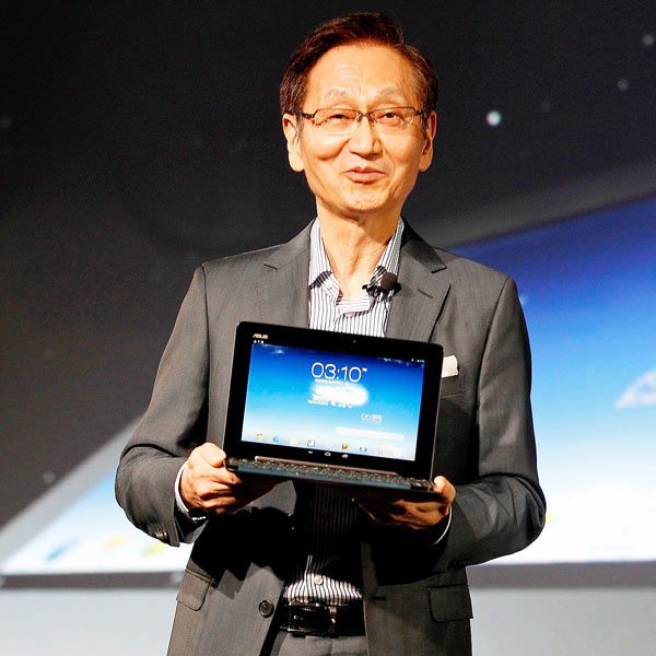 Asustek Computer Inc Chairman Jonney Shih speaks about the company's new product ASUS Transformer Pad Infinity, a 10.1-inch device combined tablet and PC, during a news conference as part of media preview of the 2013 Computex exhibition in Taipei on June 3, 2013.