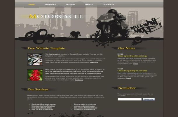 Dark Black Motorcycle CSS HTML Website Template