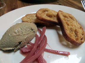Fratelli restaurant, simple Italian, Pearl district, rustic Italian, Board of chicken liver mousse and seasonal pickled vegetables