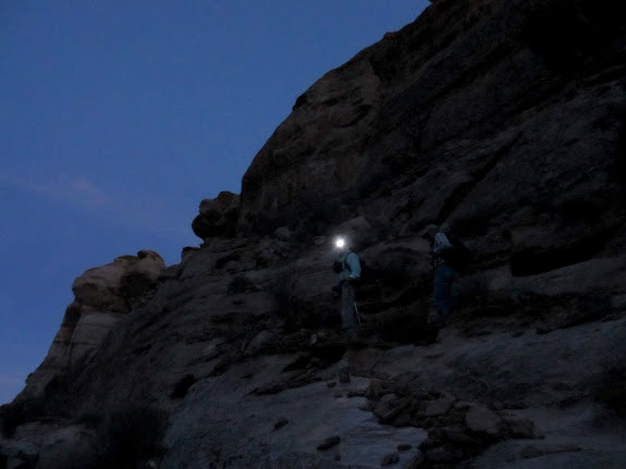 Hiking out by headlamp