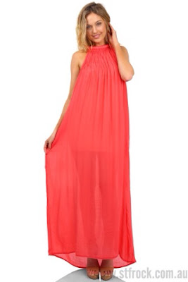 St frock maxi dress coral