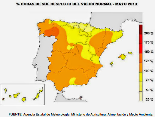 AEMET, mayo de 2013. Relativamente frío y seco en España