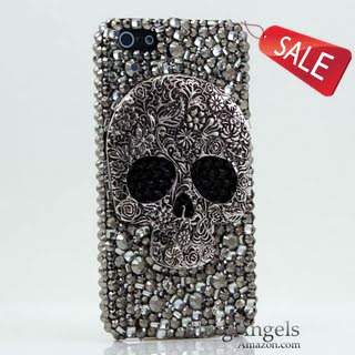 3D Swarovski Crystal Bling Case Cover for iphone 5 5G AT&T Verizo & Sprint Skull Design (Handcrafted by BlingAngels)